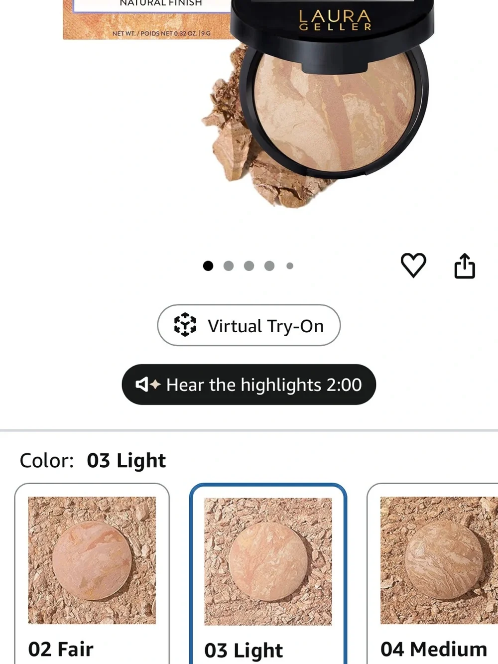 Laura Geller baked balance-n-brighten color correcting powder foundation LIGHT